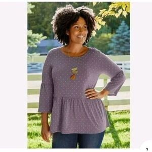 Matilda Jane Womens Perfect in Purple Polka Dot Knit Jersey Tunic Top Size XS